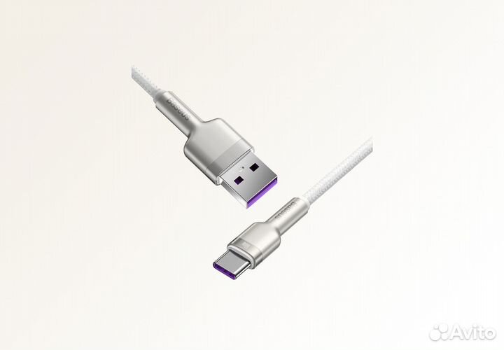 Кабель Baseus Metal USB-A - USB-C 66W 2m (Белый)