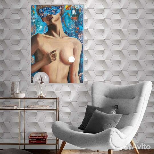 Обнаженная таинственная девушка. Картина маслом