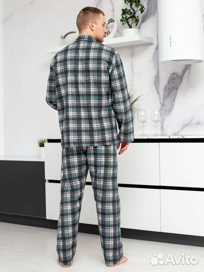 Пижама мужская фланелевая серая