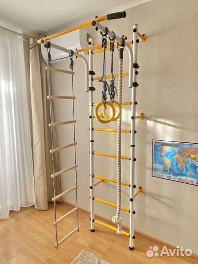 Детская шведская стенка с турником и матом