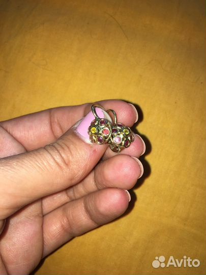 Серьги и кольцо серебро позолоти с природными руби