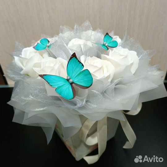 Мыльные розы в коробке 9 роз и 25 роз