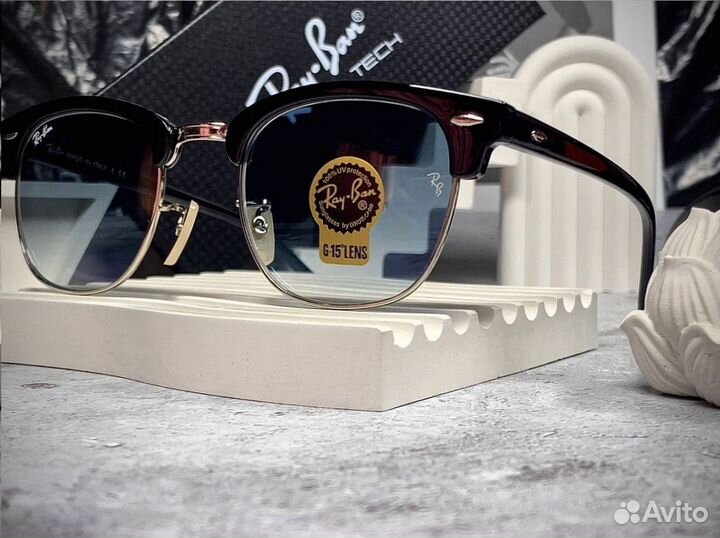 Очки Ray Ban Clubmaster серебристые