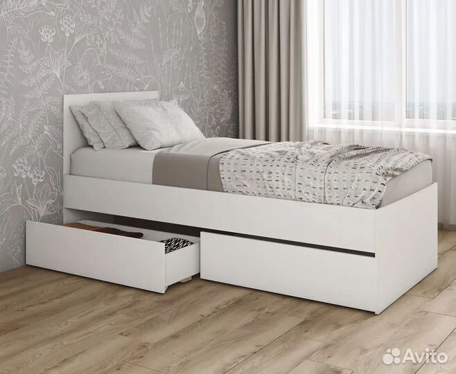 Кровать Мори с ящиками крмя 900.1 белый