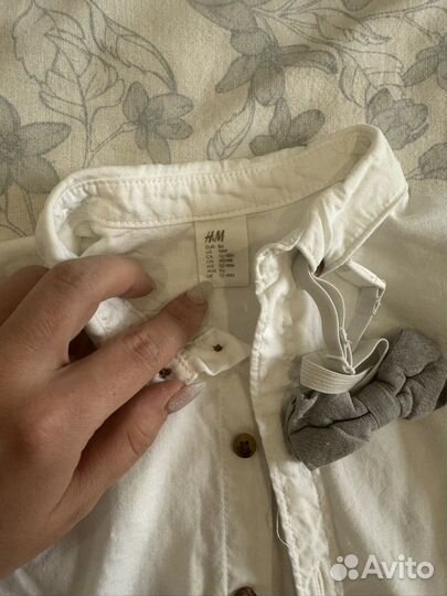 Рубашка детская для мальчиков белая с бабочкой HM