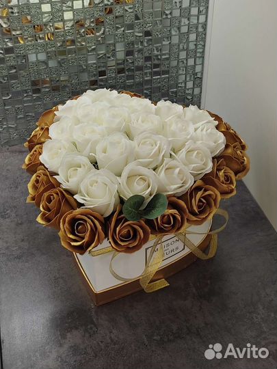 Сердце из мыльных роз. букет