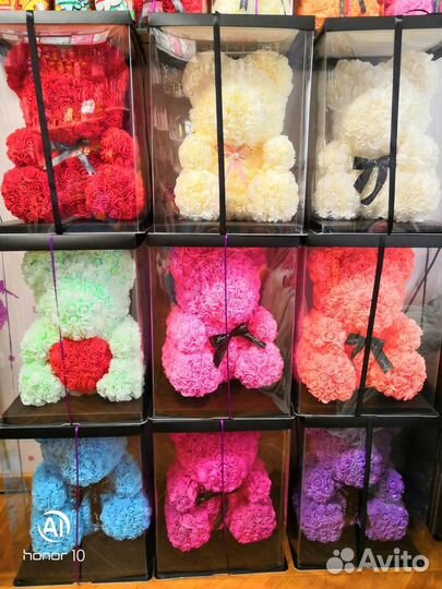Мишка из роз, мишка из цветов. В наличии