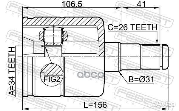 Шрус внутренний левый 34x31x26 volkswagen tigua