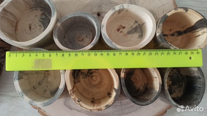 Горшок деревянный. Шкатулка. Подсвечник из дерева