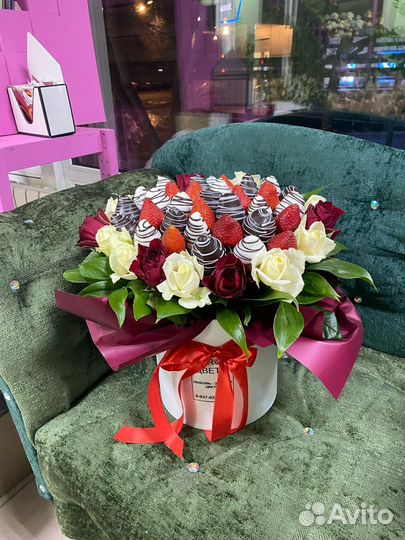 Цветы+клубника в шоколаде