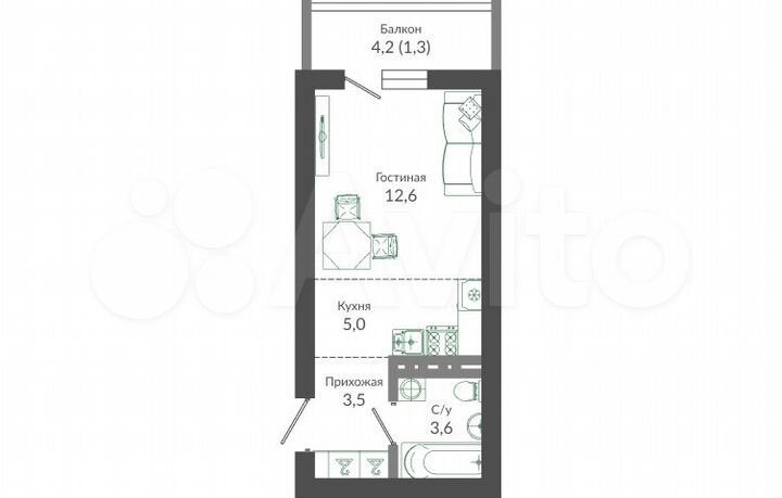 Квартира-студия, 26 м², 9/12 эт.