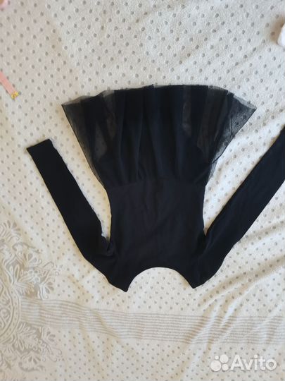 Купальник гимнастический чёрный с юбкой 128