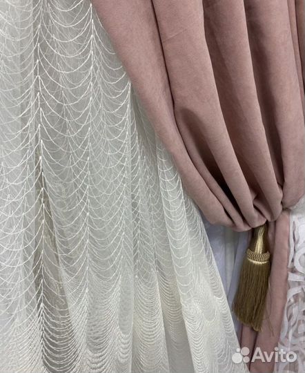 Комплект канвас и тюль пёрышки