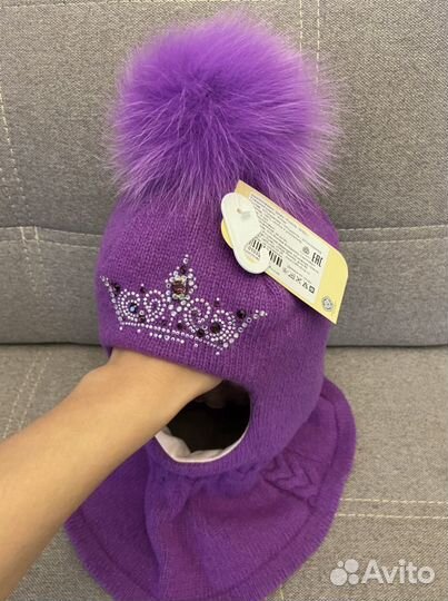 Шлем для девочки зимний утеплённый