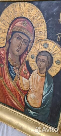 Старинная Икона.19 в.Казанская.90х76 см Сусал