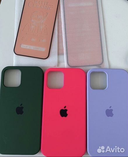 Силиконовые чехлы на iPhone 12/12pro + стекло