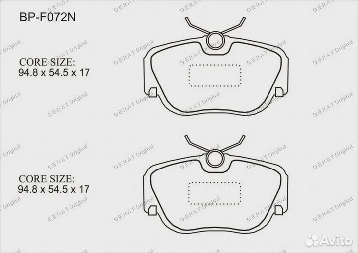 Тормозные колодки Gerat BP-F072N (передние) Normal