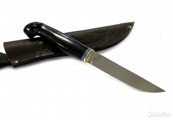 Финский нож Пуукко, кованая 95х18, черный граб