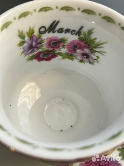 Чайная пара месяц март фарфор винтаж Италия