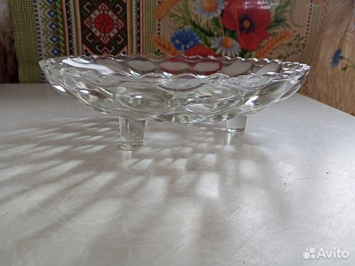 Ваза стеклянная для фруктов или конфет СССР винтаж