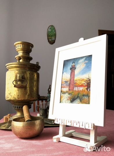 Авторская картина акварелью А5 маяк