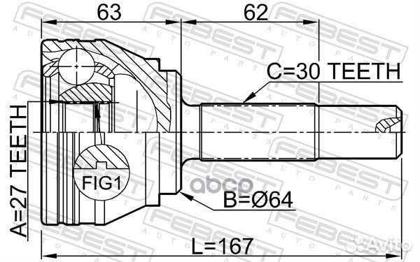 Шрус наружный 27x64x30 (volkswagen touareg 2003