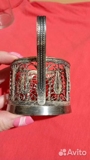 Подстаканник Мельхиор, посеребрение, Скань, кхи