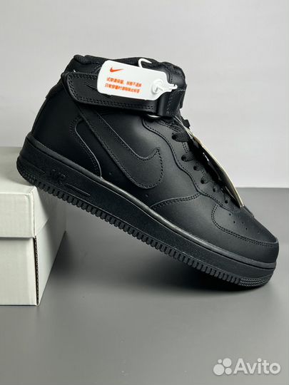 Зимние с Мехом Кроссовки Nike Air Force 1 Mid Blac