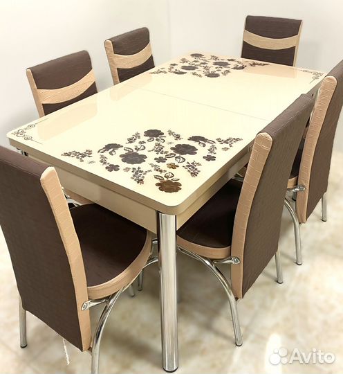 Стол обеденный раздвижной и стулья 6 шт