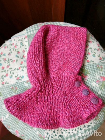 Шапка-шлем вязанный, 6-12 месяцев