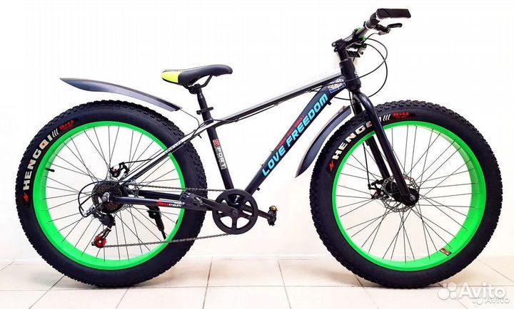 Fatbike черно-зелёный новый