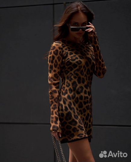 Платье женское леопард М 42-44