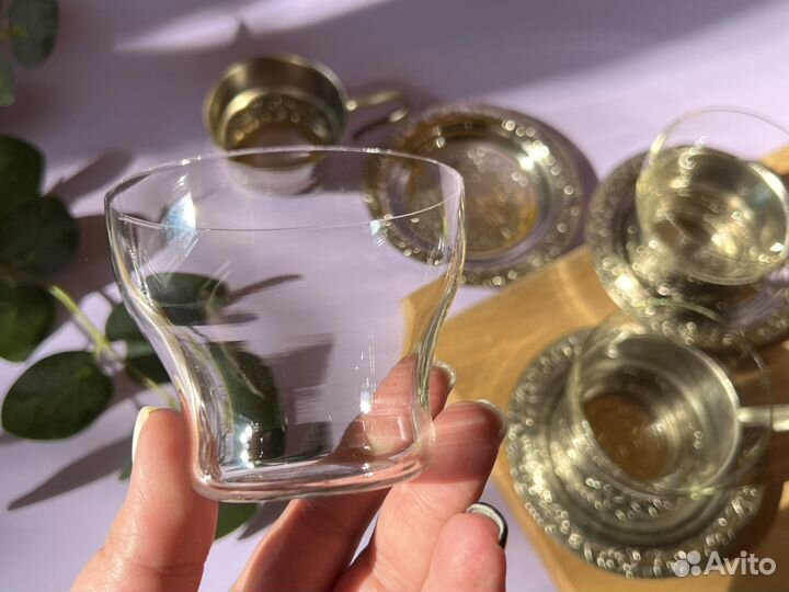 Чайная пара мельхиор СССР мнц тарелка подстаканник