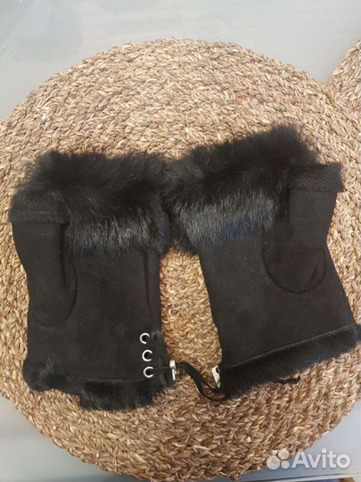 Варежки митенки натуральный мех