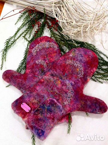 Варежки шерстяные ручной работы