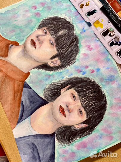 Портрет Vkook Вигуки Чонгук Тэхен BTS