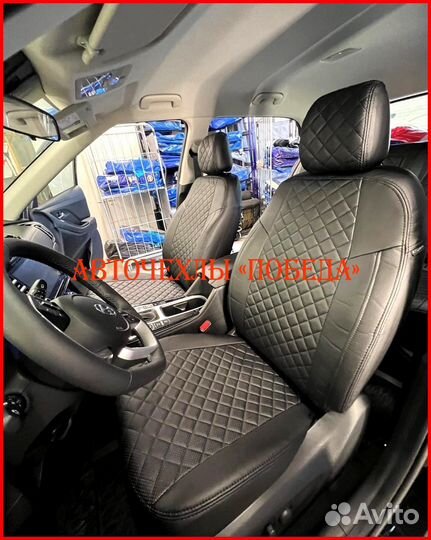 Чехлы Hyundai Creta 2 из экокожи чёрные Ромб