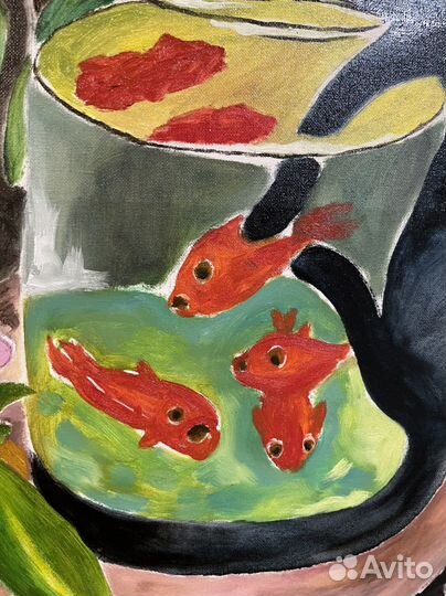 Картина маслом «Красные рыбки и кот» Матисс
