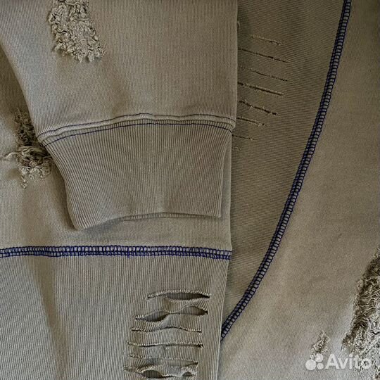 Свитшот Cav Empt зеленый рваный стильный