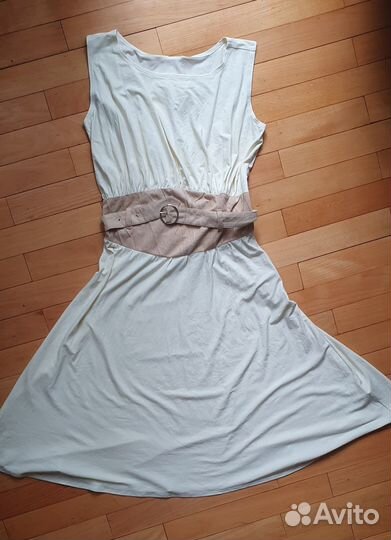 Летнее платье в стиле Мэрилин Монро, бежевое, 44