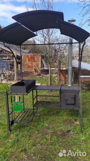 Барбекю зона с мангалом и крышей Визаут