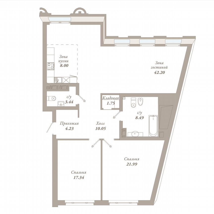 2-к. квартира, 117,5 м², 5/7 эт.