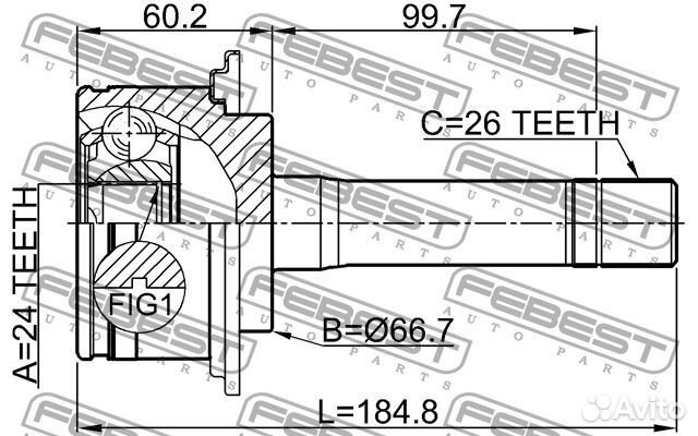 Шрус наружный 24x66.7x26 2210SPM