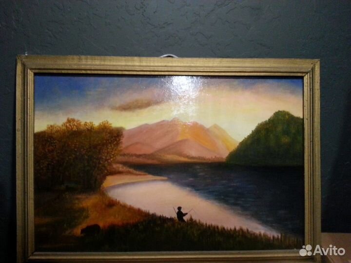 Старинная картина Рыбак