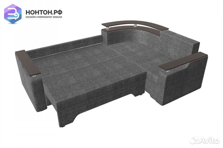 Диван угловой еврокнижка Комфорт рогожка серая