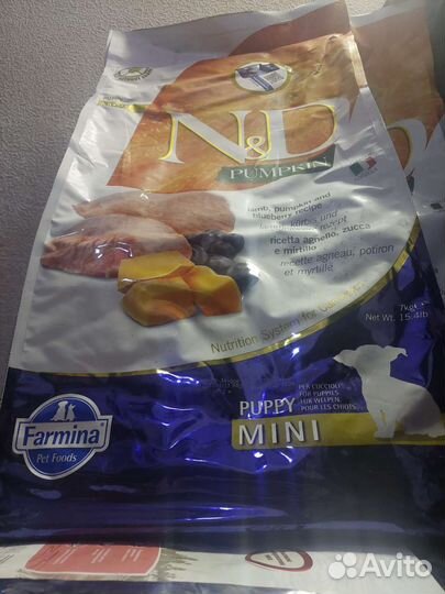 Farmina N&D для щенков мини ягненок,тыква 7 кг