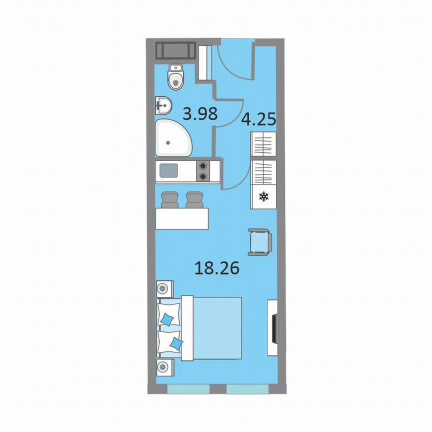 1-к. апартаменты, 25,9 м², 10/13 эт.