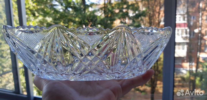 Ваза хрустальная СССР, салатник, ладья