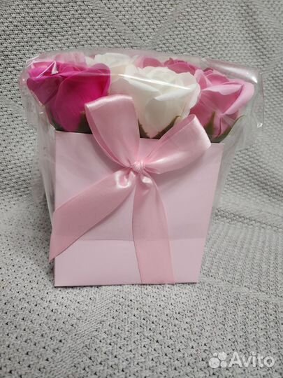Букет из мыльных роз в коробке 15 шт подарок
