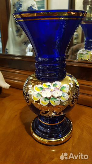 Ваза для цветов Богемия Кобальт Чехия